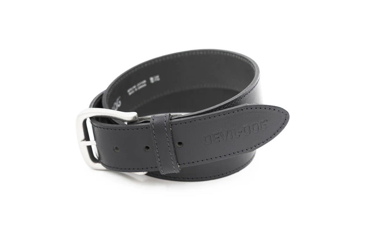 DEVIL-DOG® Leather Belt - Black with Nickel Buckle