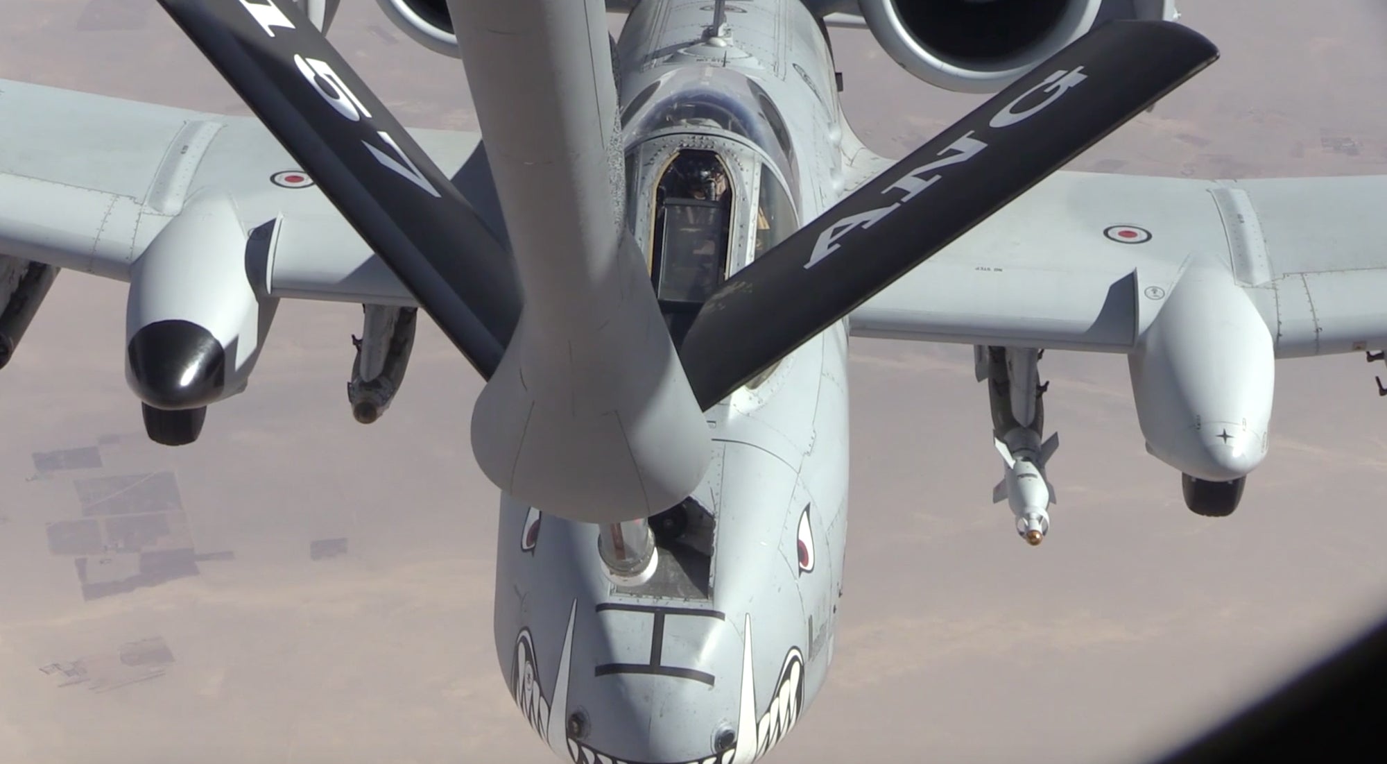 KC-135 refuels an F-16 Fighting Falcon and A-10 Warthog