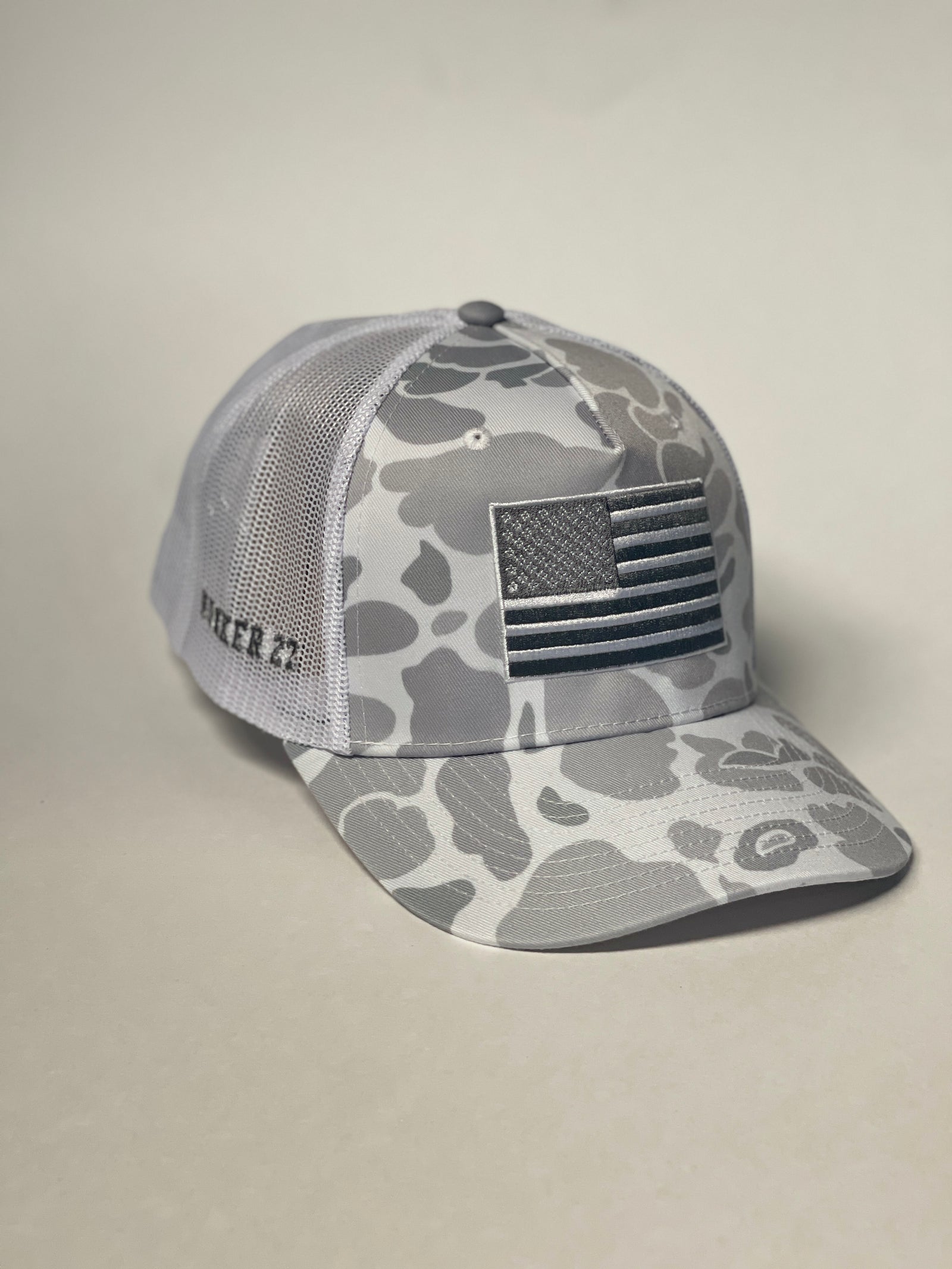 USA Flag Hat - Grey & White Camo