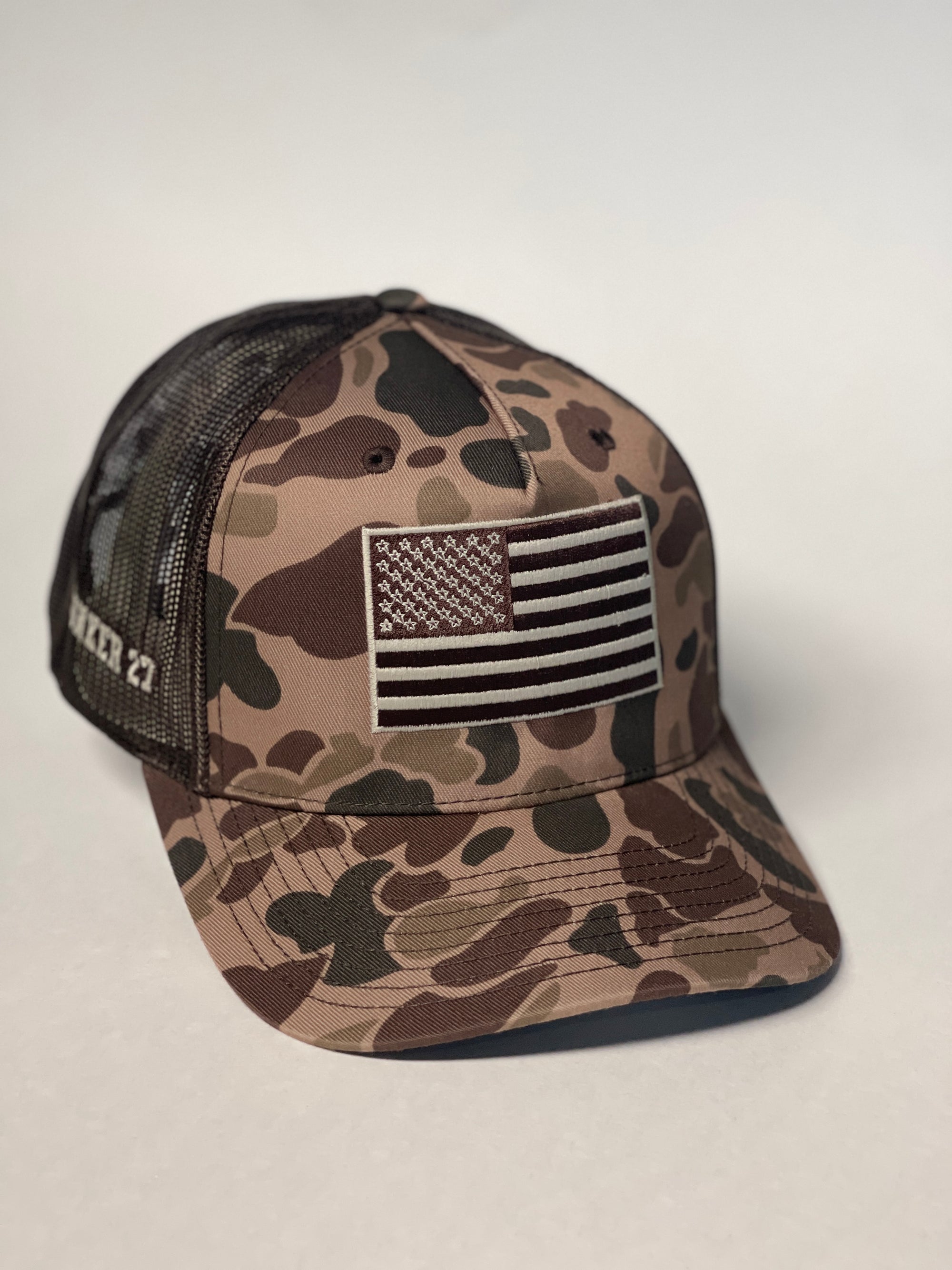 USA Flag Hat - Brown Camo