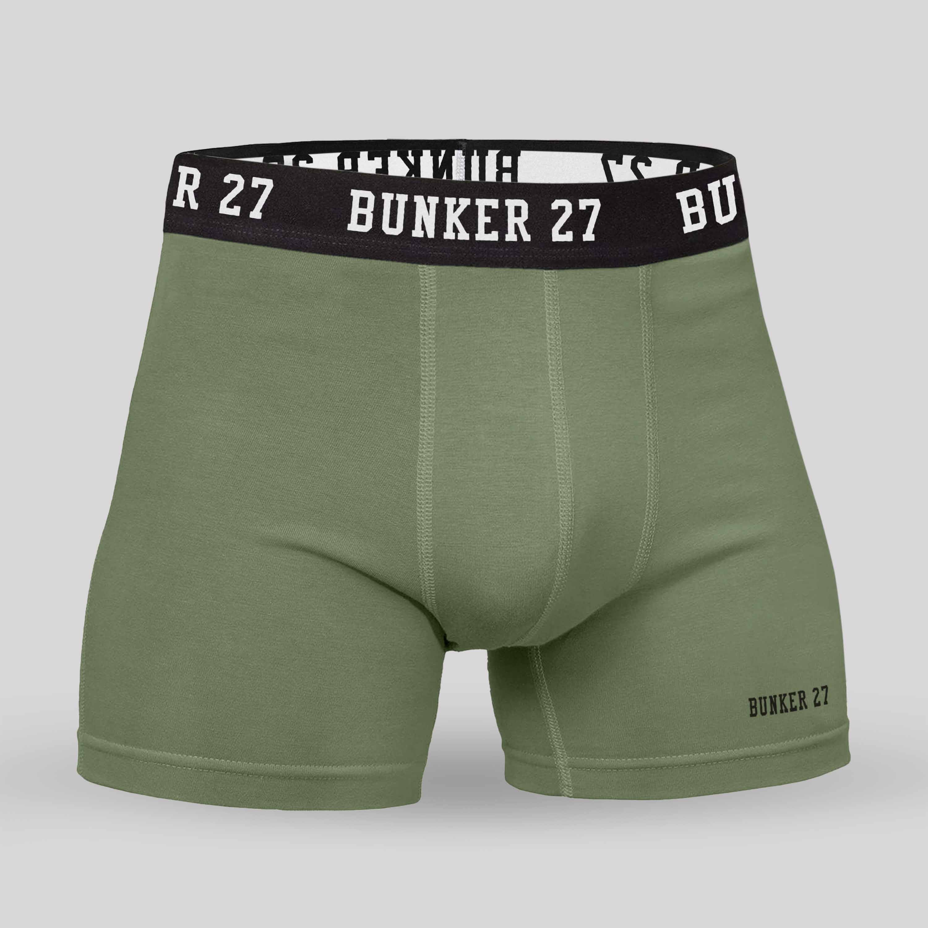 Mens 3 Pack Boxer Brief Underwear - BUNKER 27