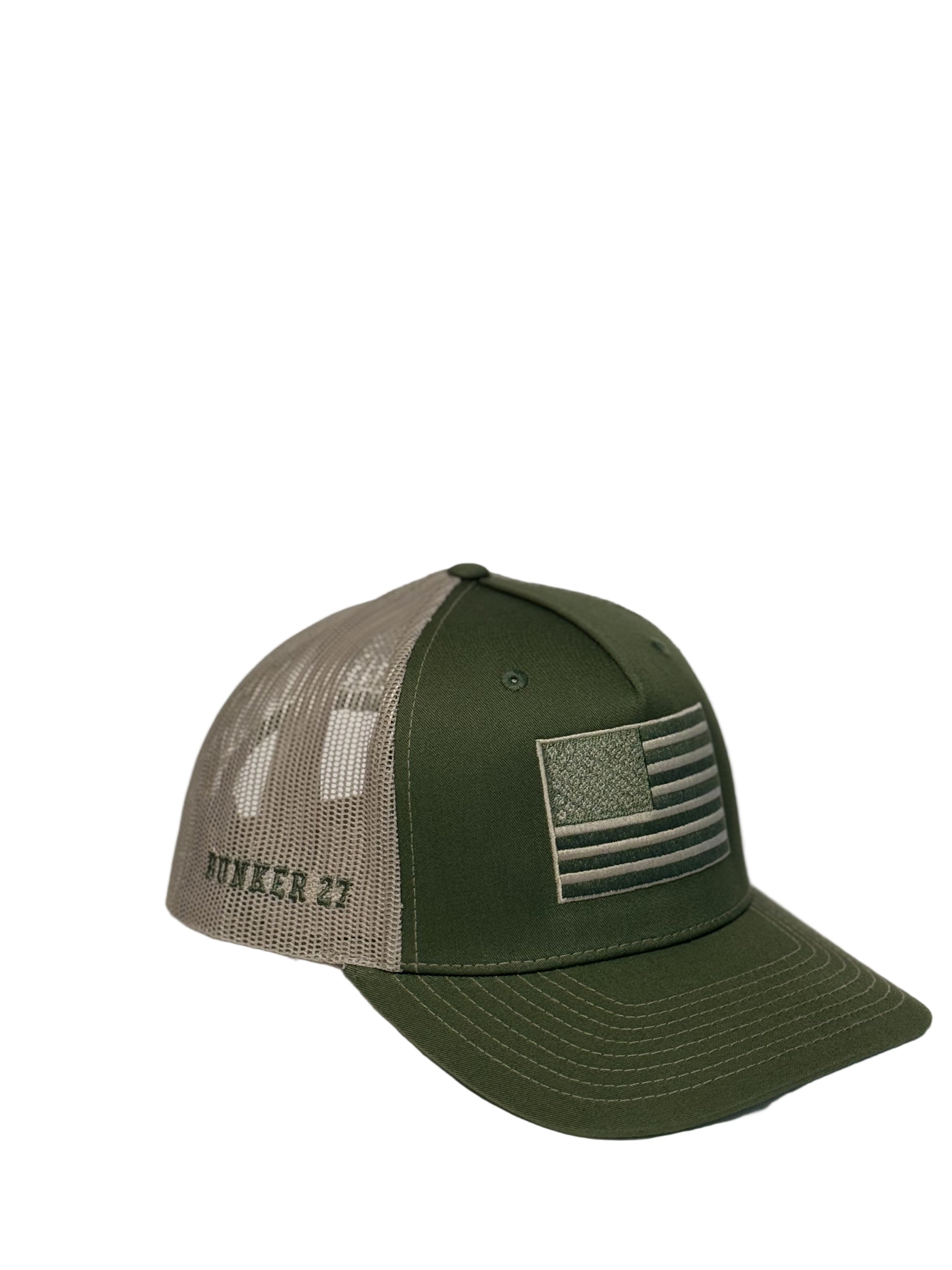 USA Flag Hat - Olive