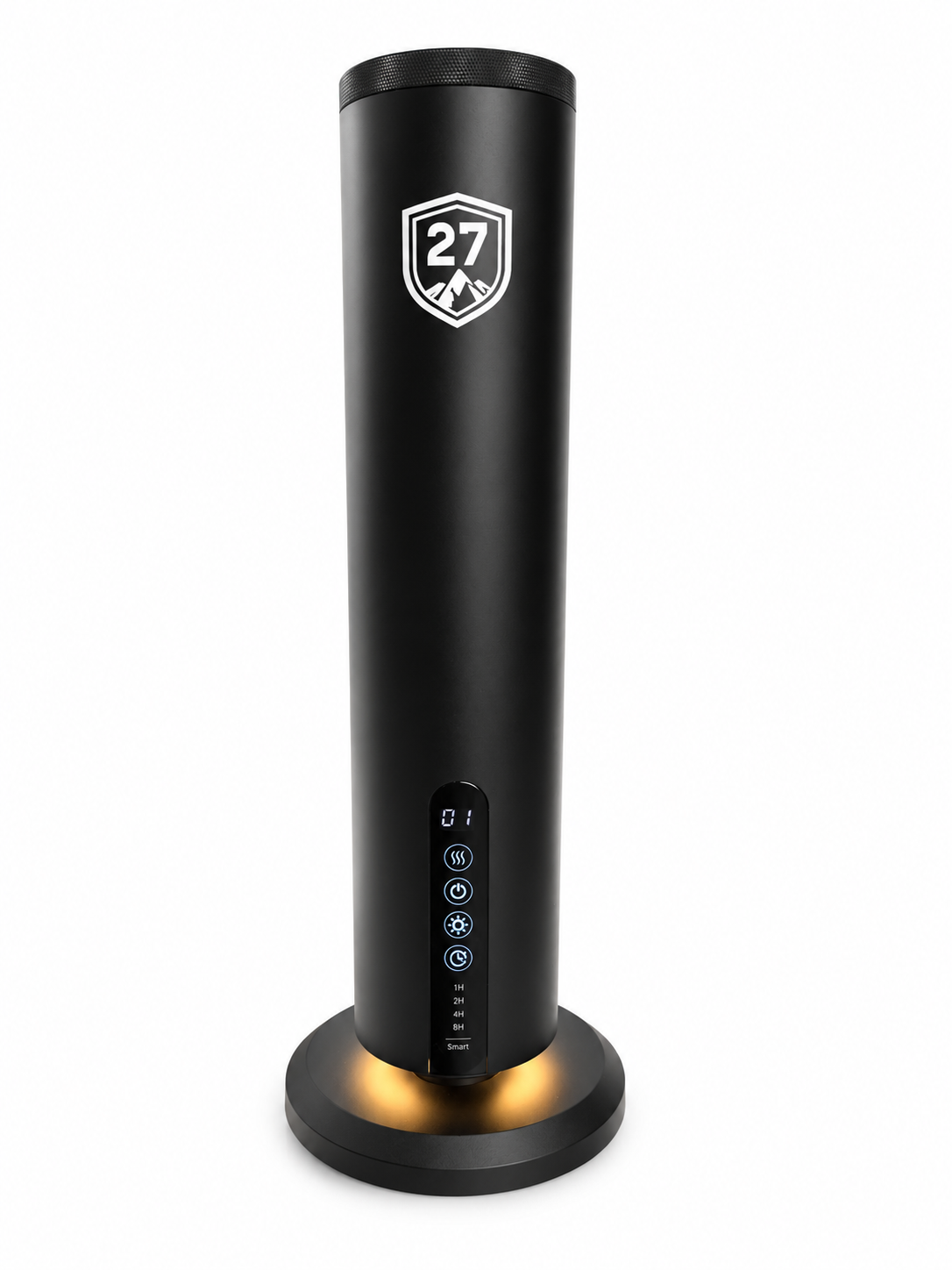 Black wine bottle opener with digital display on a white background