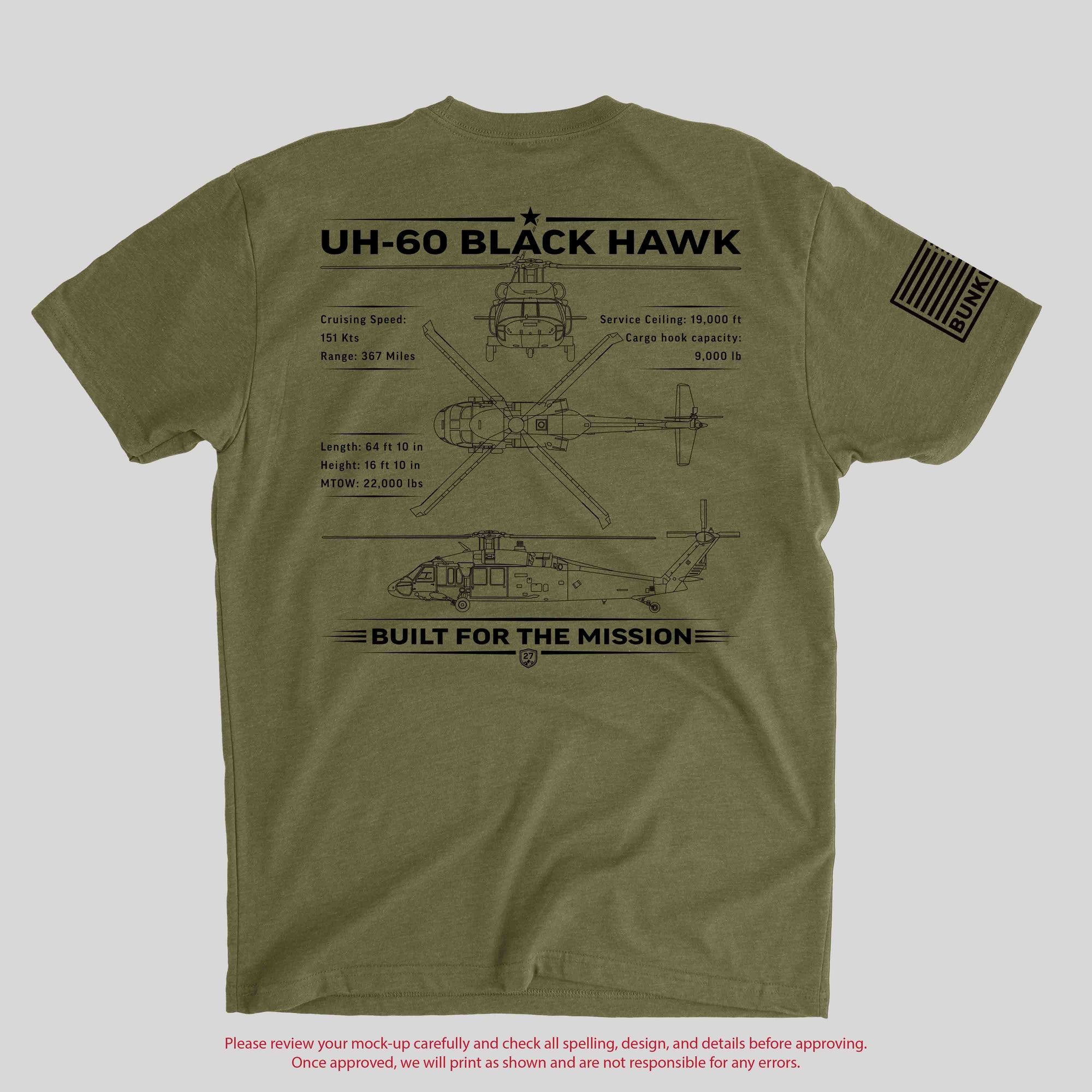 UH-60 Black Hawk Helicopter T-Shirt | Military Aviation Tee