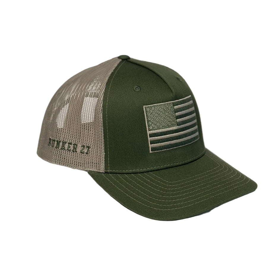 USA Flag Hat - Olive