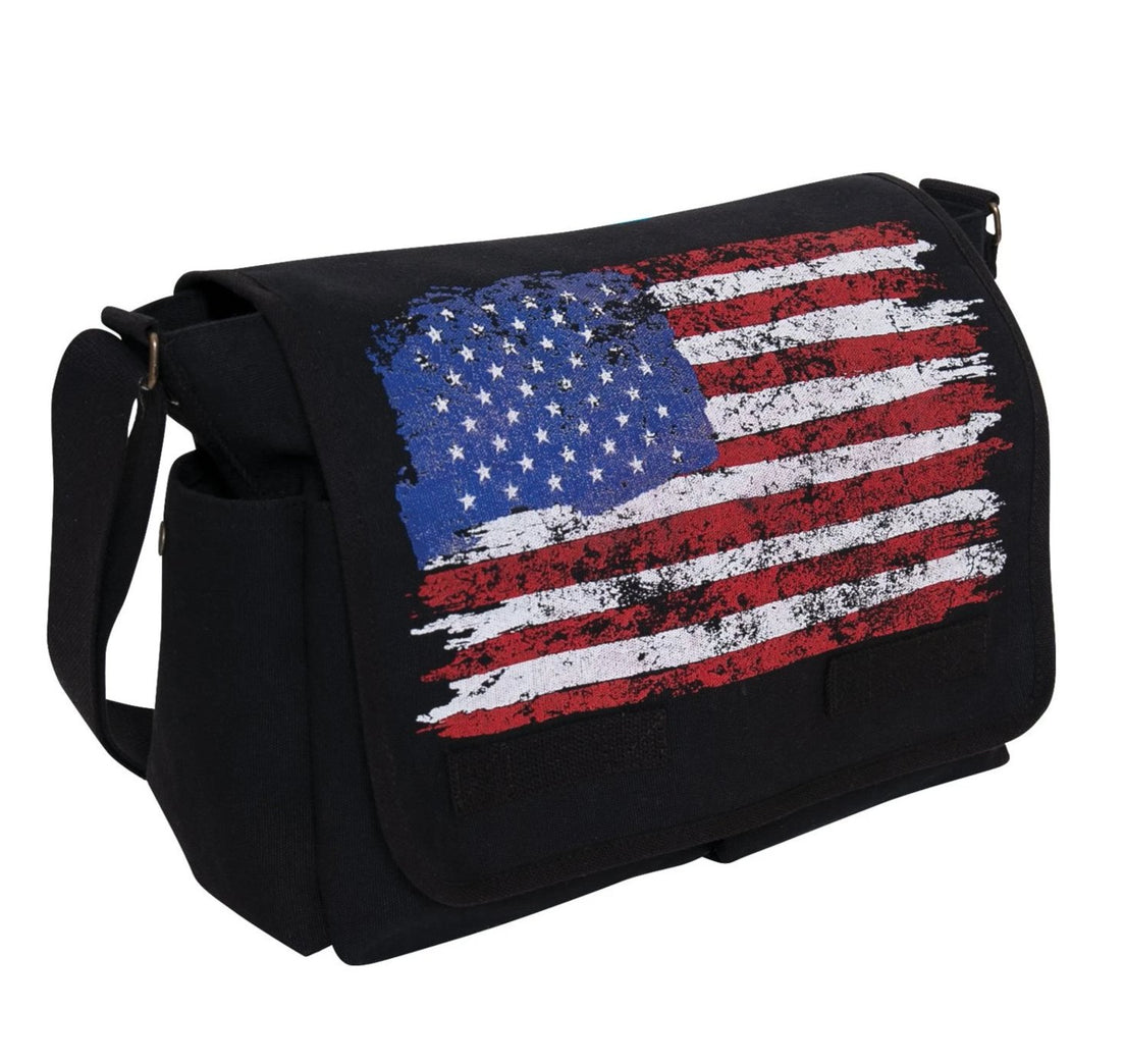 Distressed U.S. Flag Canvas Messenger Bag