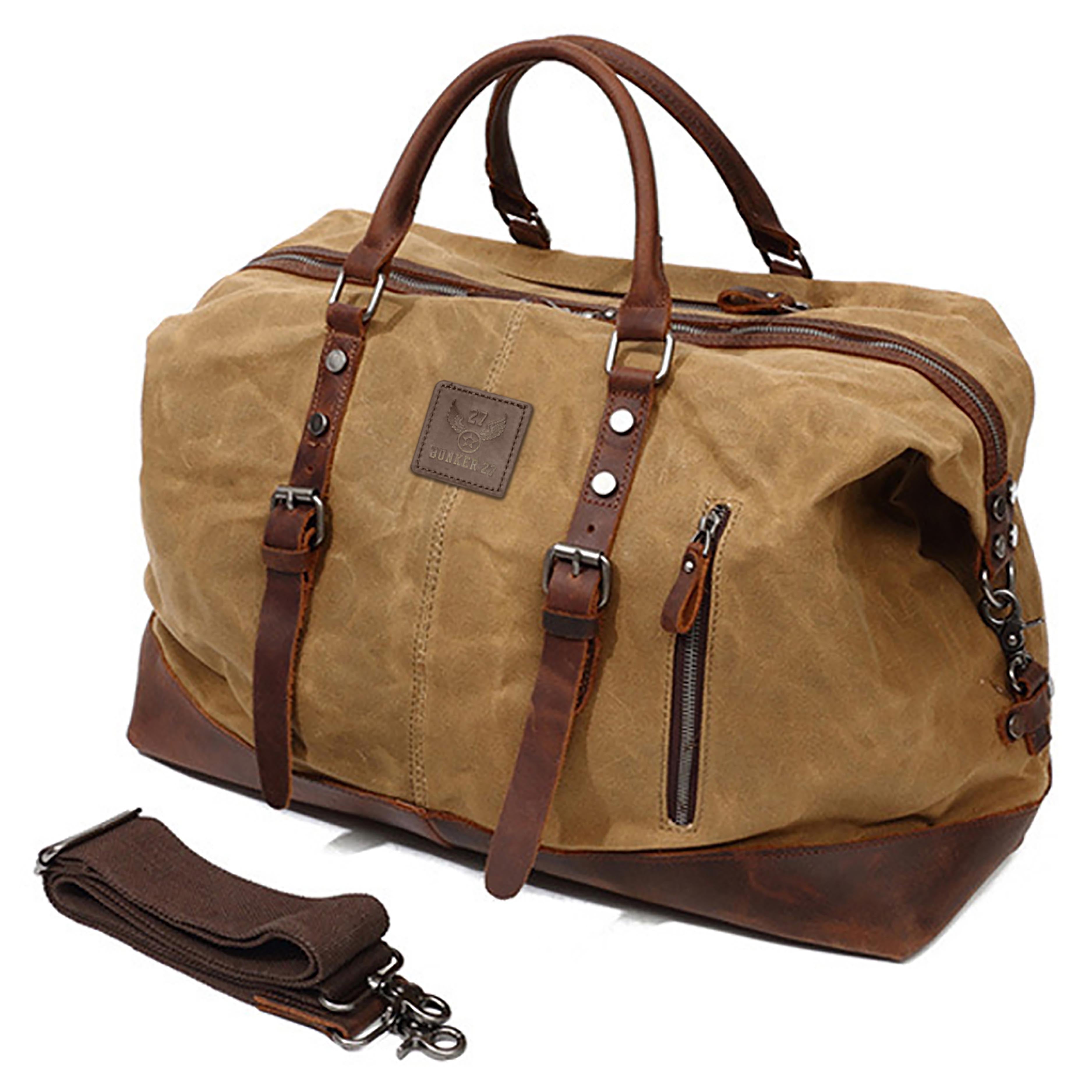 Canvas Leather Duffle Bag | Military Duffle Bag