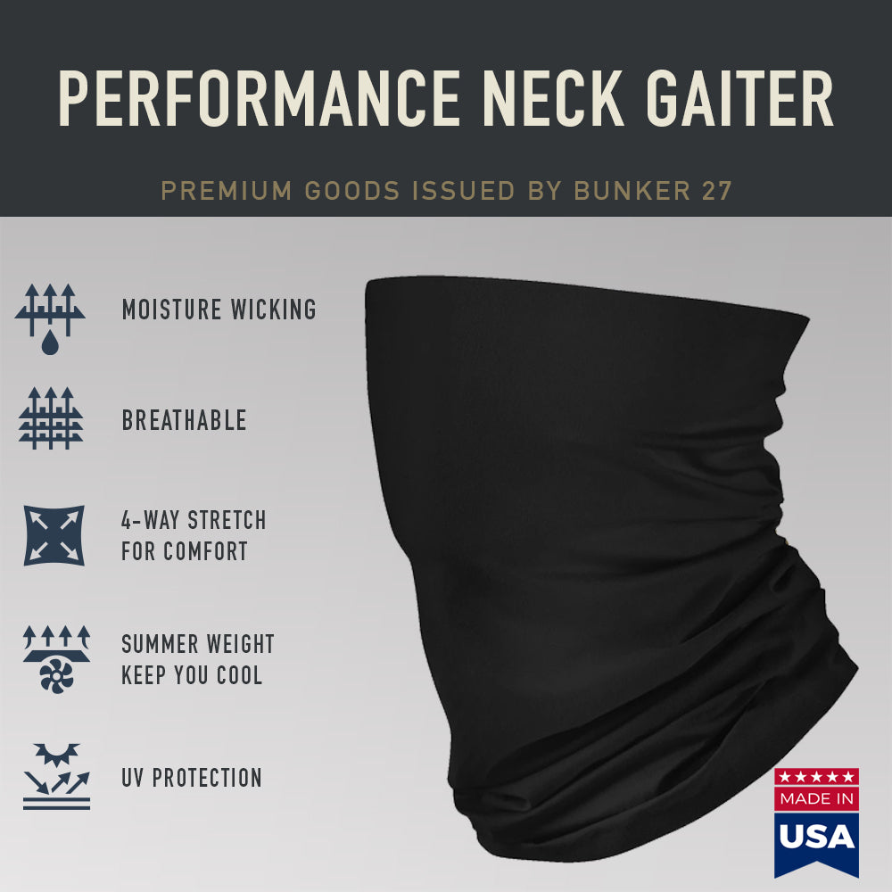 Black Summer Weight Neck Gaiter - Made in USA, Bunker 27