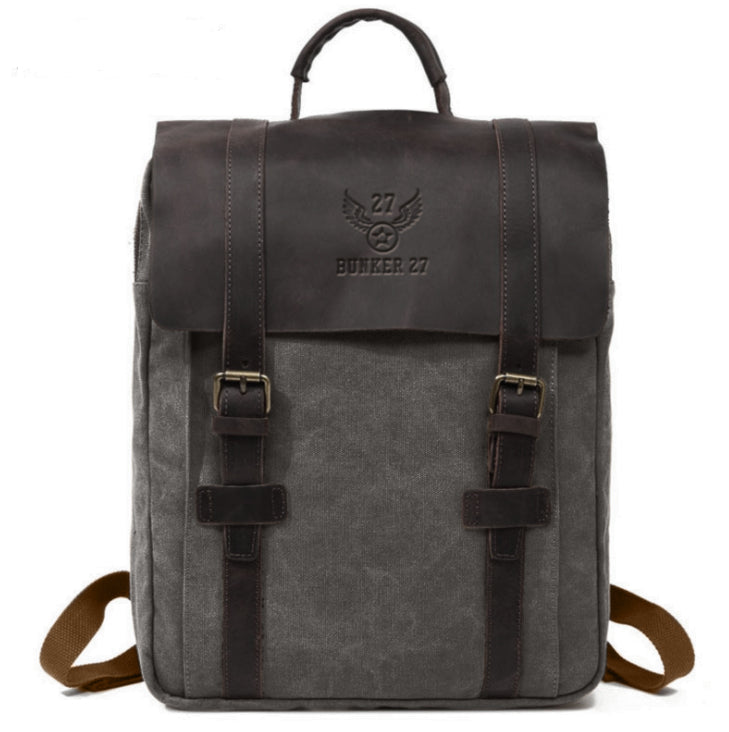 canvas and leather business backpack Bastion – Waxed Canvas Commuter Ruck Gray T-Shirt