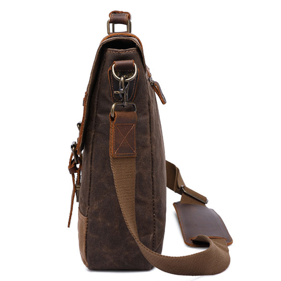 canvas leather messenger backpack Bastion – Waxed Canvas Brief Coffee T-Shirt