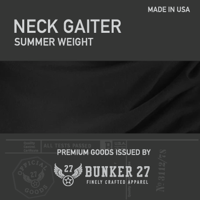 Black Summer Weight Neck Gaiter - Made in USA, Bunker 27
